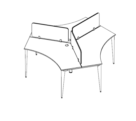 Ritim Yonca Ofis ve Büro Üçlü Çalışma Masası